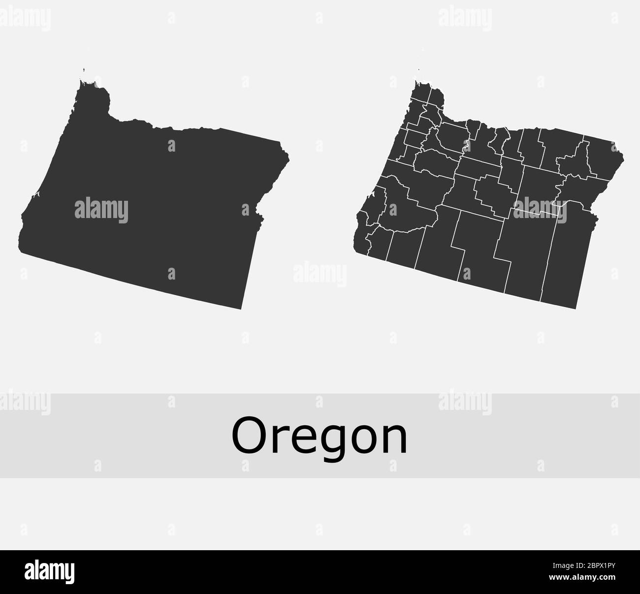 Oregon maps vector outline counties, townships, regions, municipalities, departments, borders Stock Vector