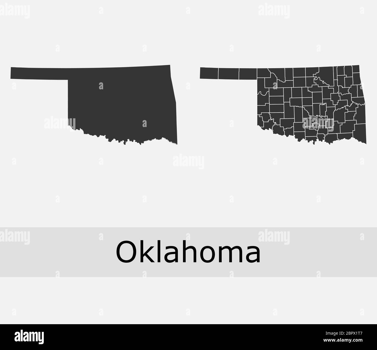 Oklahoma maps vector outline counties, townships, regions