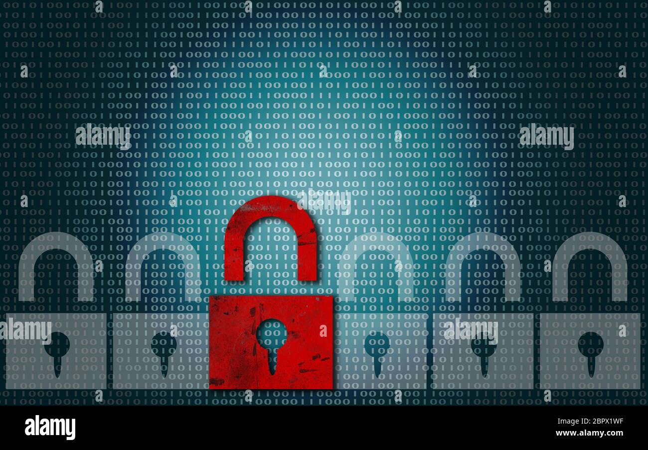 Red padlock with binary background, 3D rendering Stock Photo - Alamy