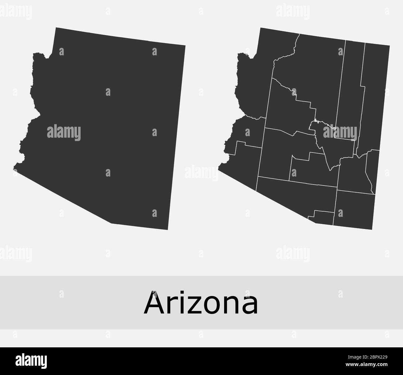 Arizona maps vector outline counties, townships, regions