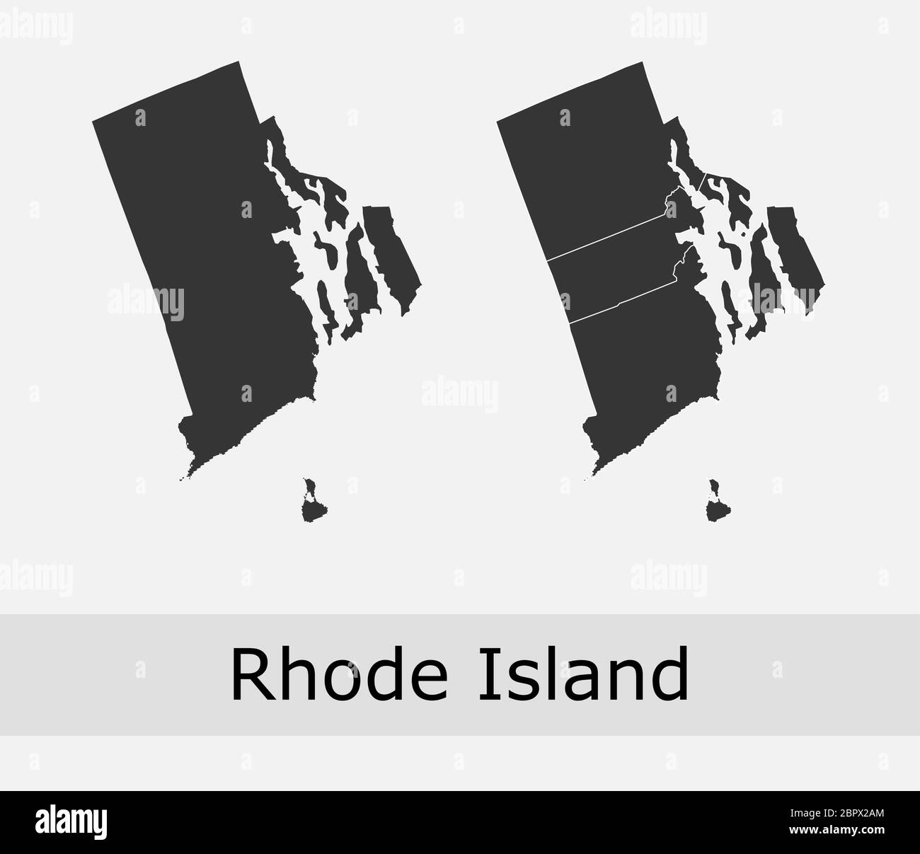 Rhode Island maps vector outline counties, townships, regions, municipalities, departments, borders Stock Vector