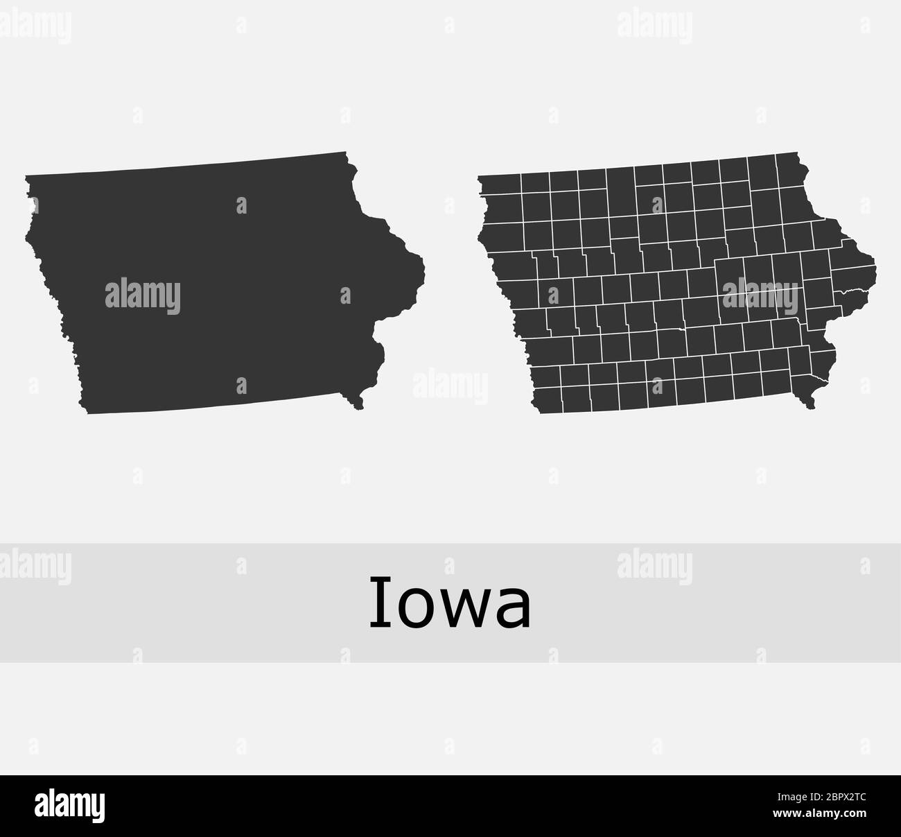 Iowa maps vector outline counties, townships, regions, municipalities, departments, borders Stock Vector