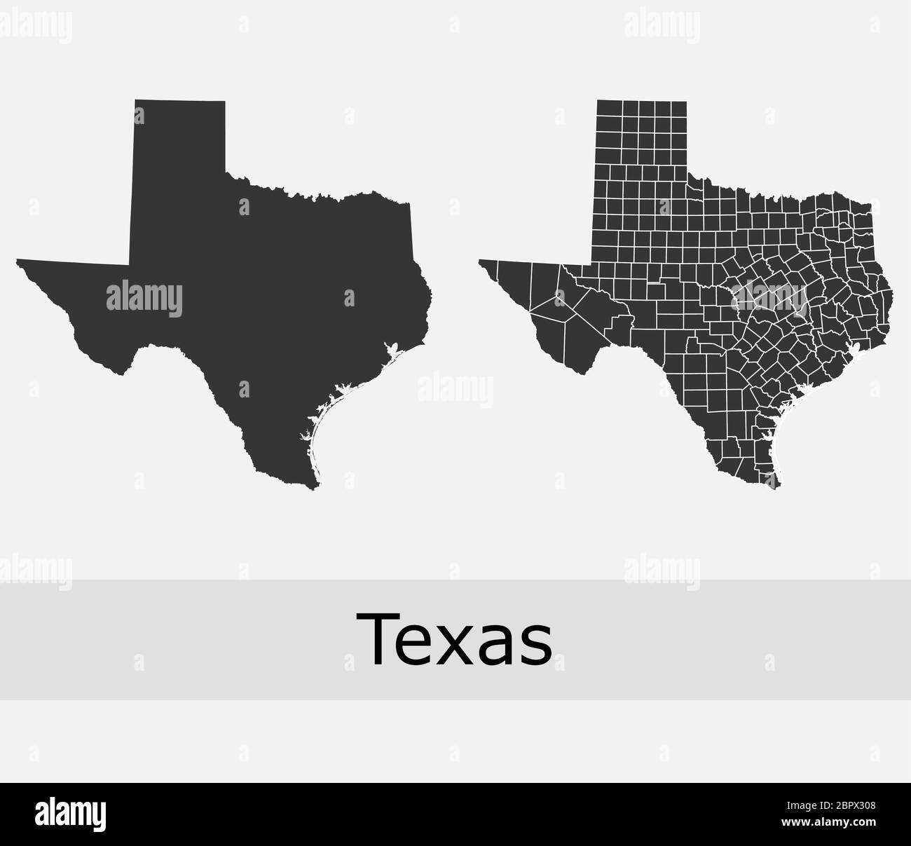 Texas maps vector outline counties, townships, regions, municipalities