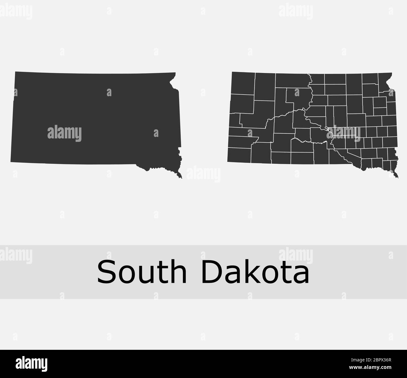 South Dakota maps vector outline counties, townships, regions