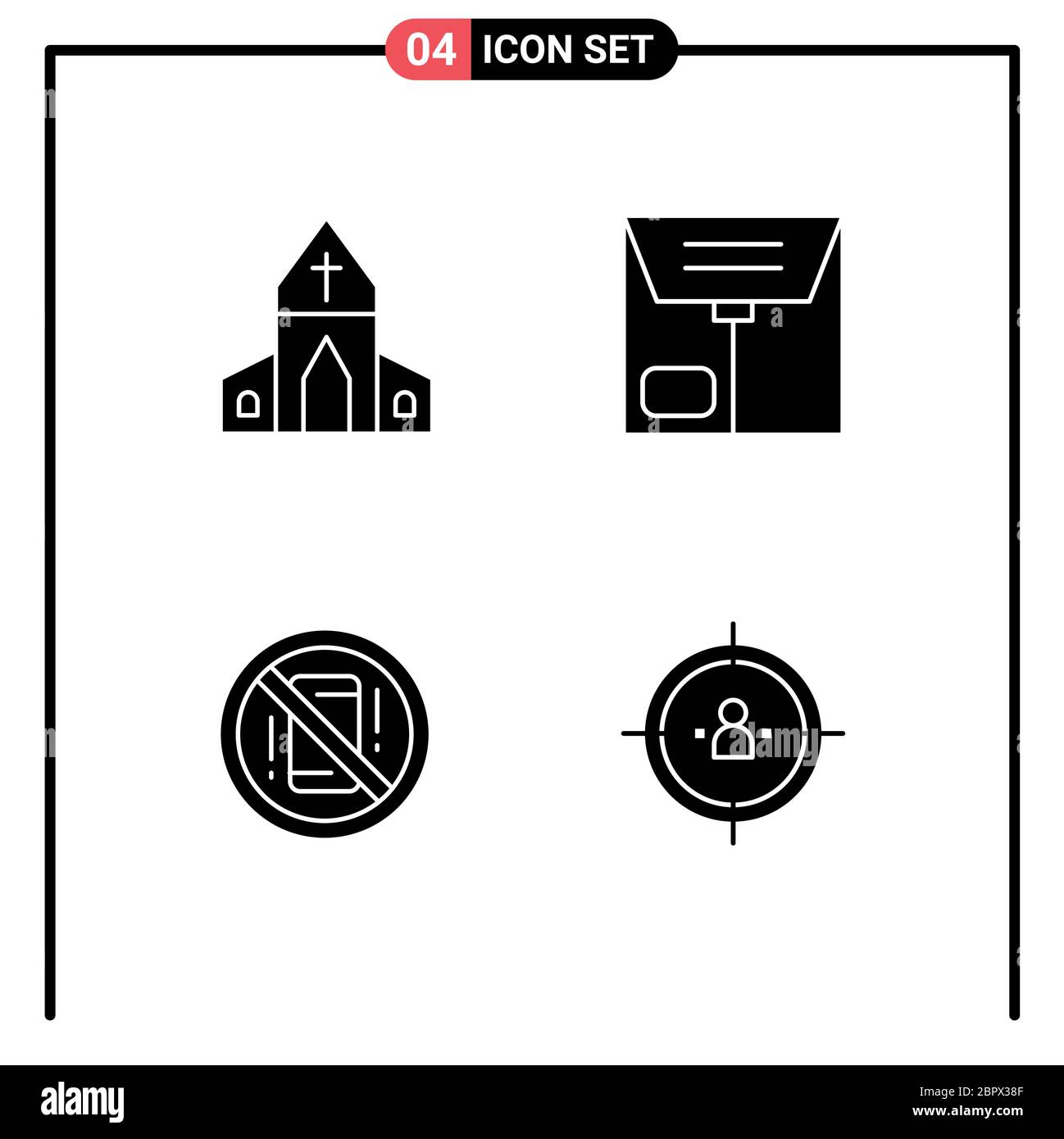 Universal Icon Symbols Group of Modern Solid Glyphs of church, mobile, cross, package, phone Editable Vector Design Elements Stock Vector