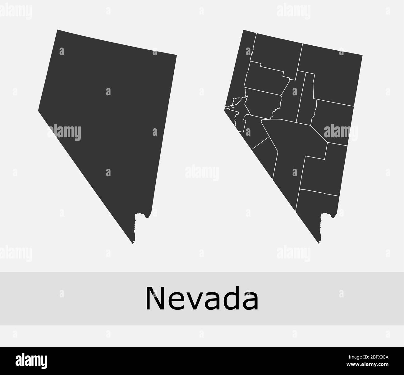 Nevada maps vector outline counties, townships, regions, municipalities, departments, borders Stock Vector