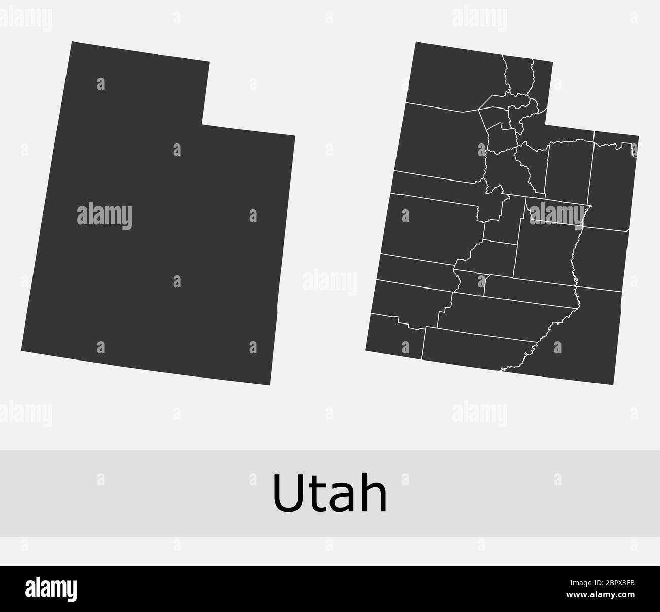 Utah maps vector outline counties, townships, regions, municipalities, departments, borders Stock Vector