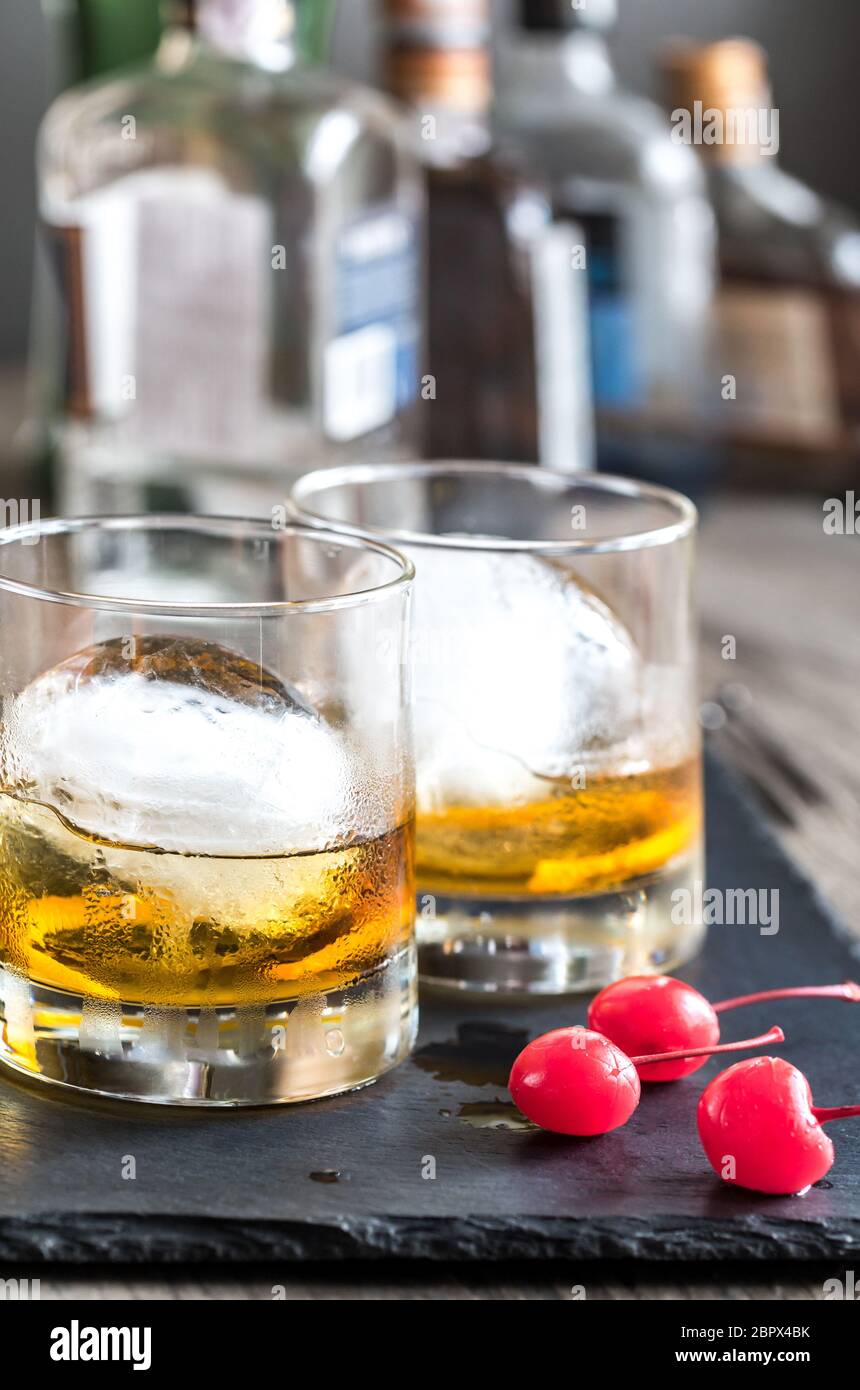 Old Fashioned Cocktails Stock Photo Alamy