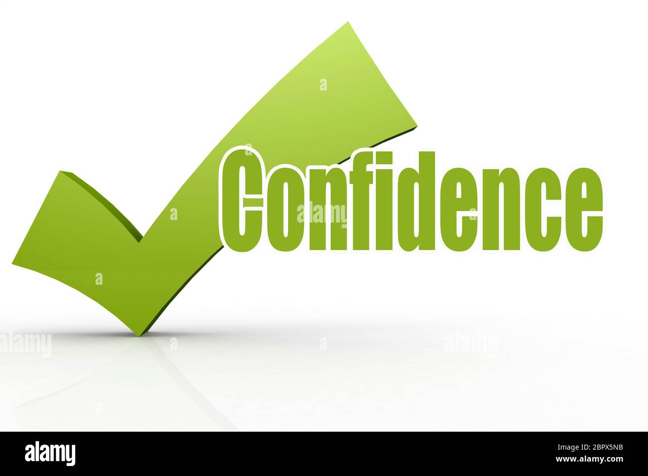 Confidence word with green checkmark, 3D rendering Stock Photo - Alamy