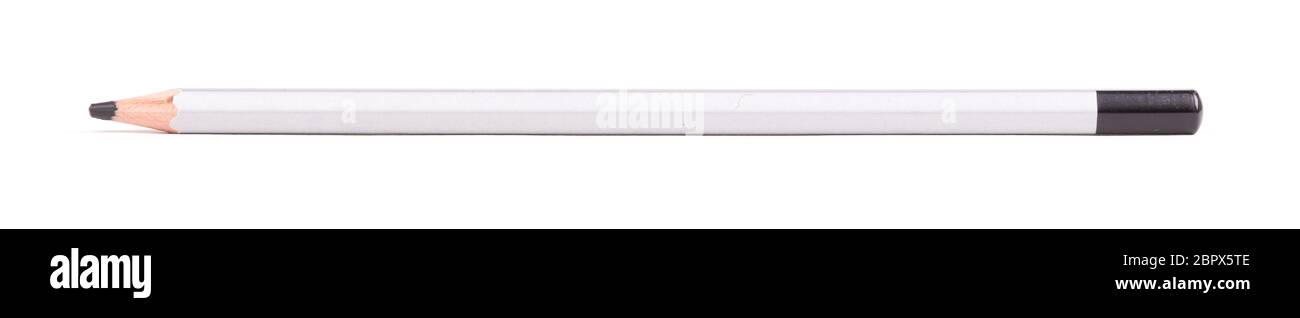Wooden color pencil, isolated on a pure white background - black Stock ...