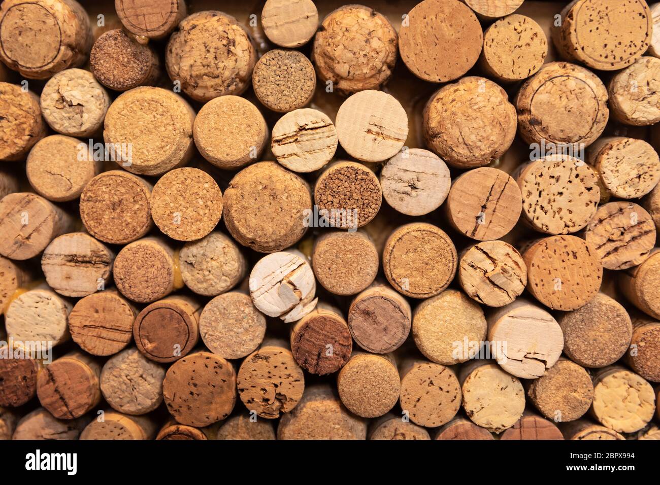 background of used wine corks in different shapes, colours and sizes. Top view Stock Photo Alamy