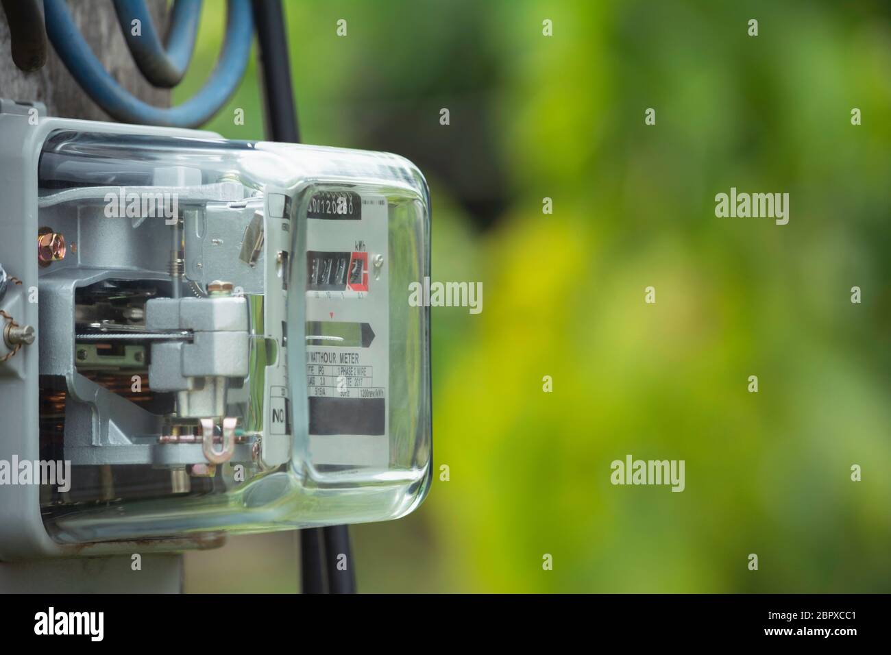 Electric power meter measuring power usage. Watt hour electric meter