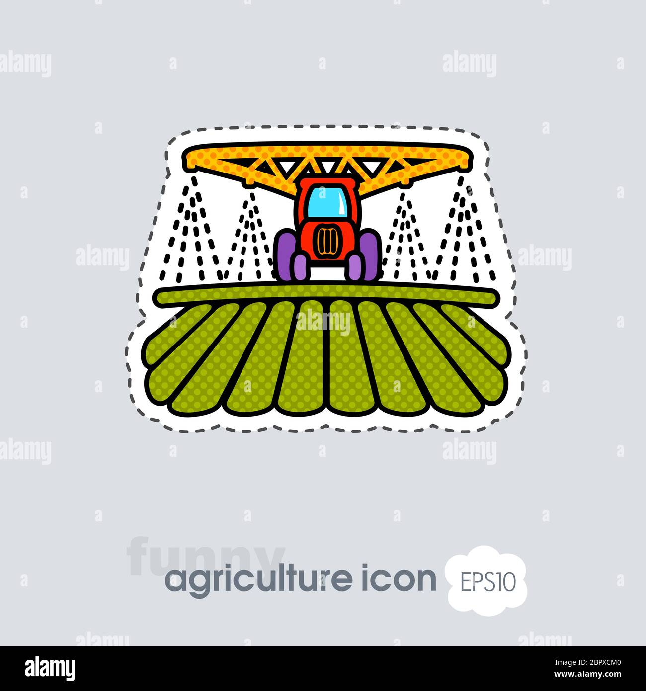Tractor watering, soil and fertilizing field icon. Agriculture sign ...