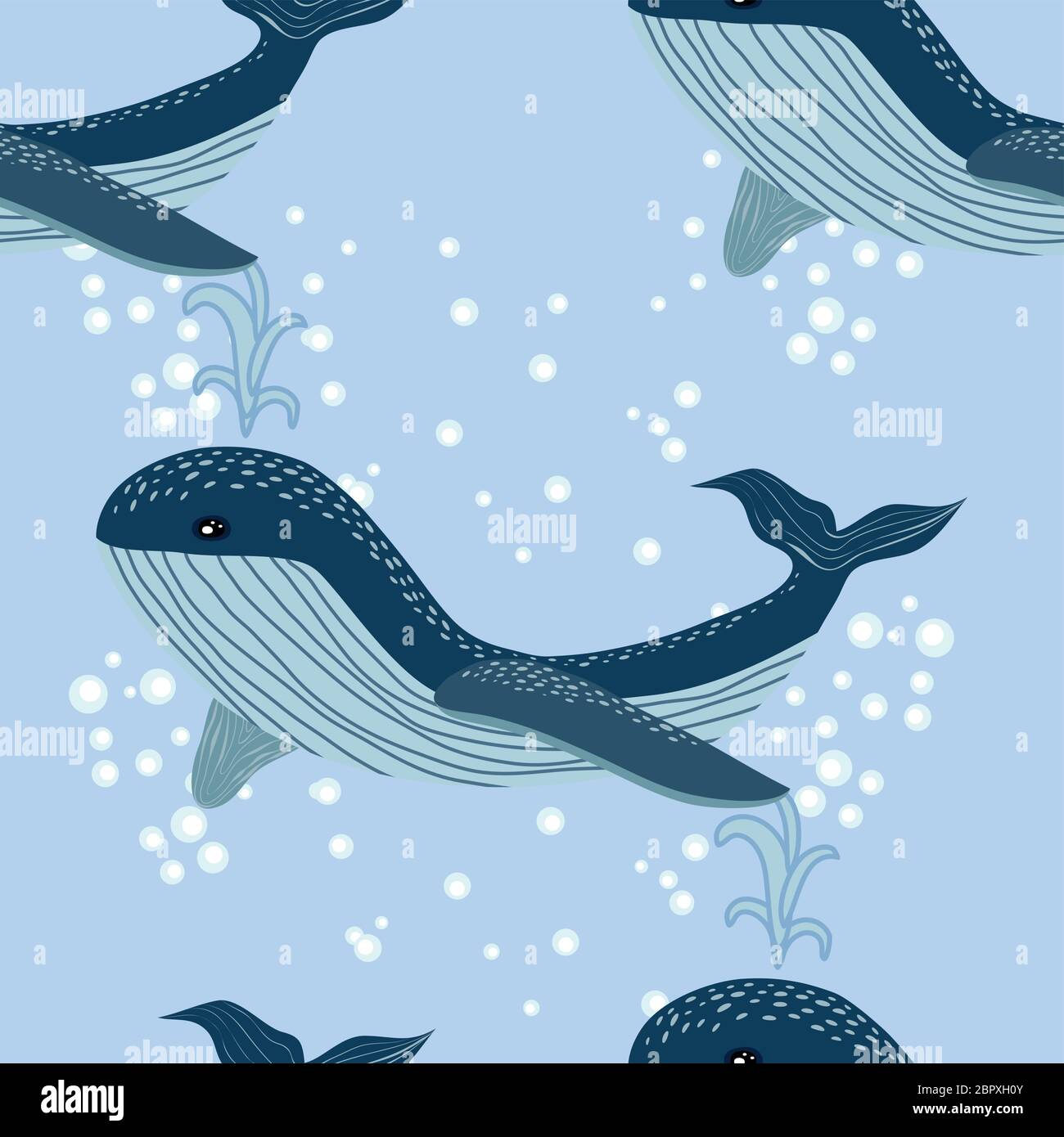 Seamless pattern with cute whales in cartoon style Stock Vector Image ...