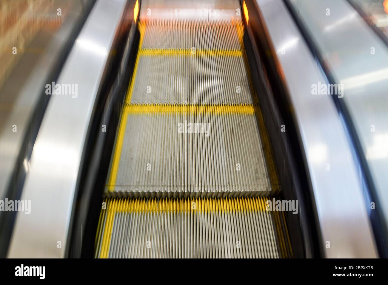 Mechanical escalators for people up and down, access detail Stock Photo ...