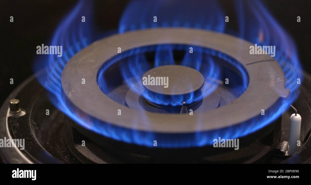 Gas burning from a kitchen gas stove Stock Photo Alamy