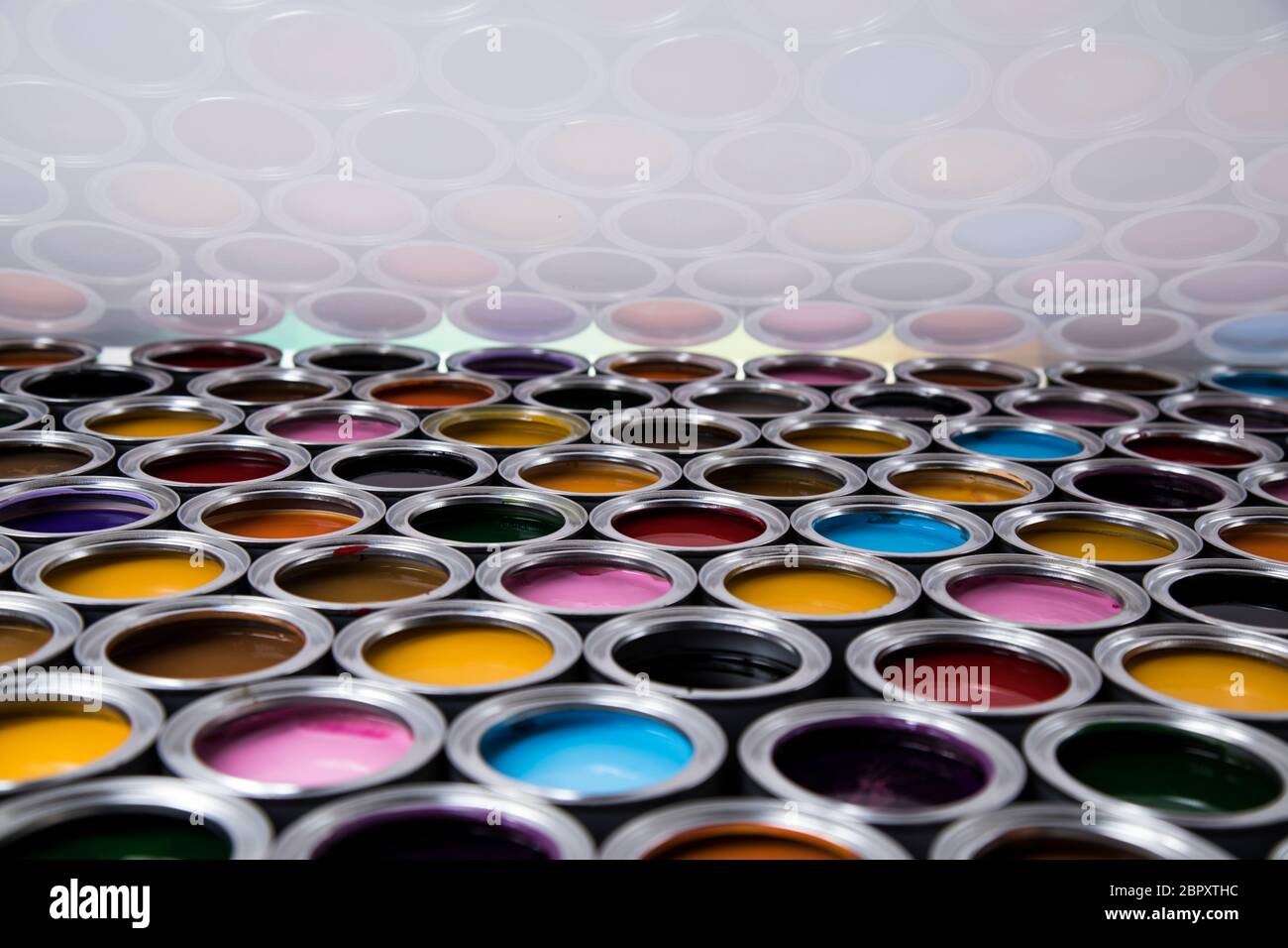 Color palette, can, Rainbow colors background Stock Photo - Alamy