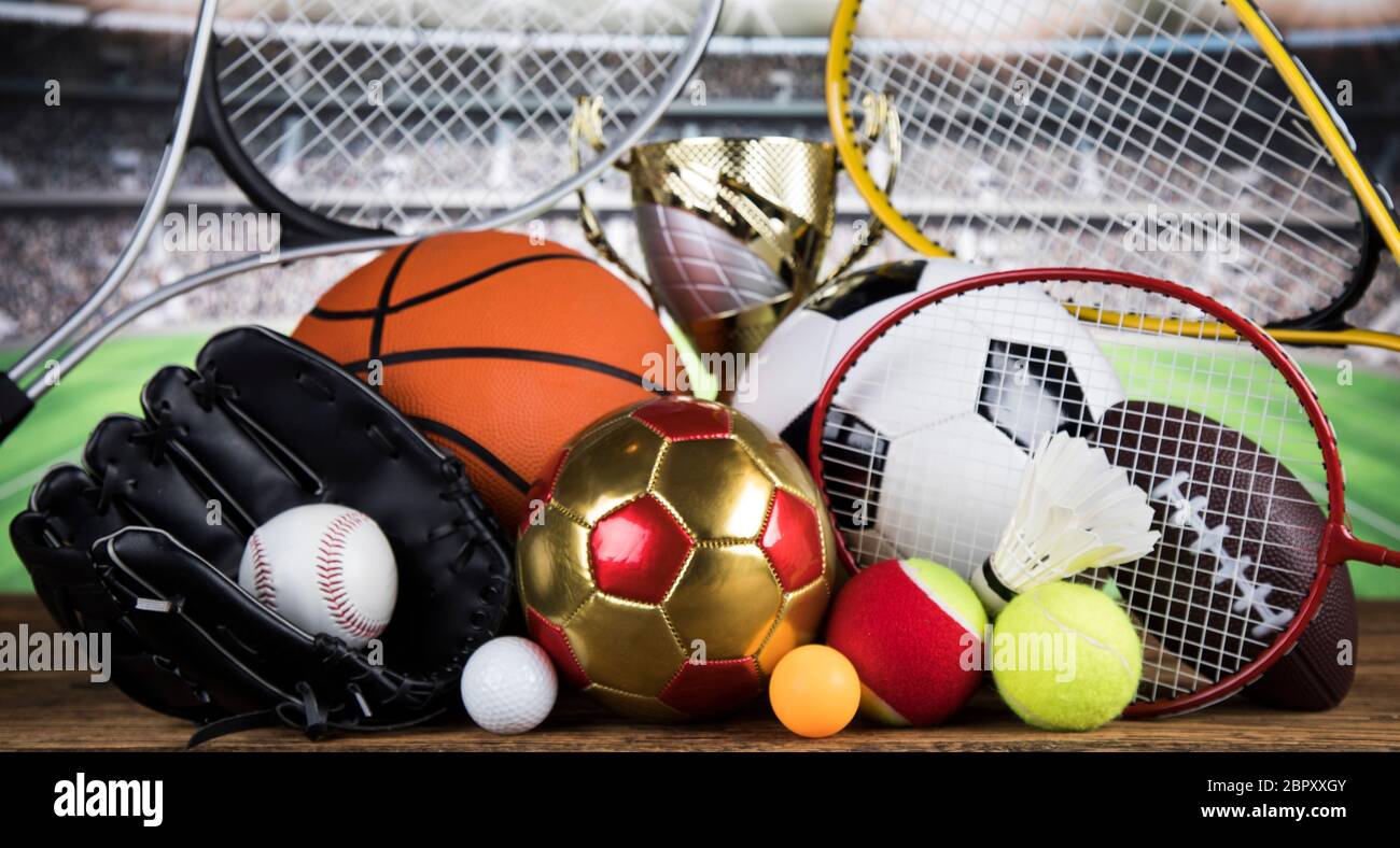 Balls, Sports Equipment, Winner background Stock Photo