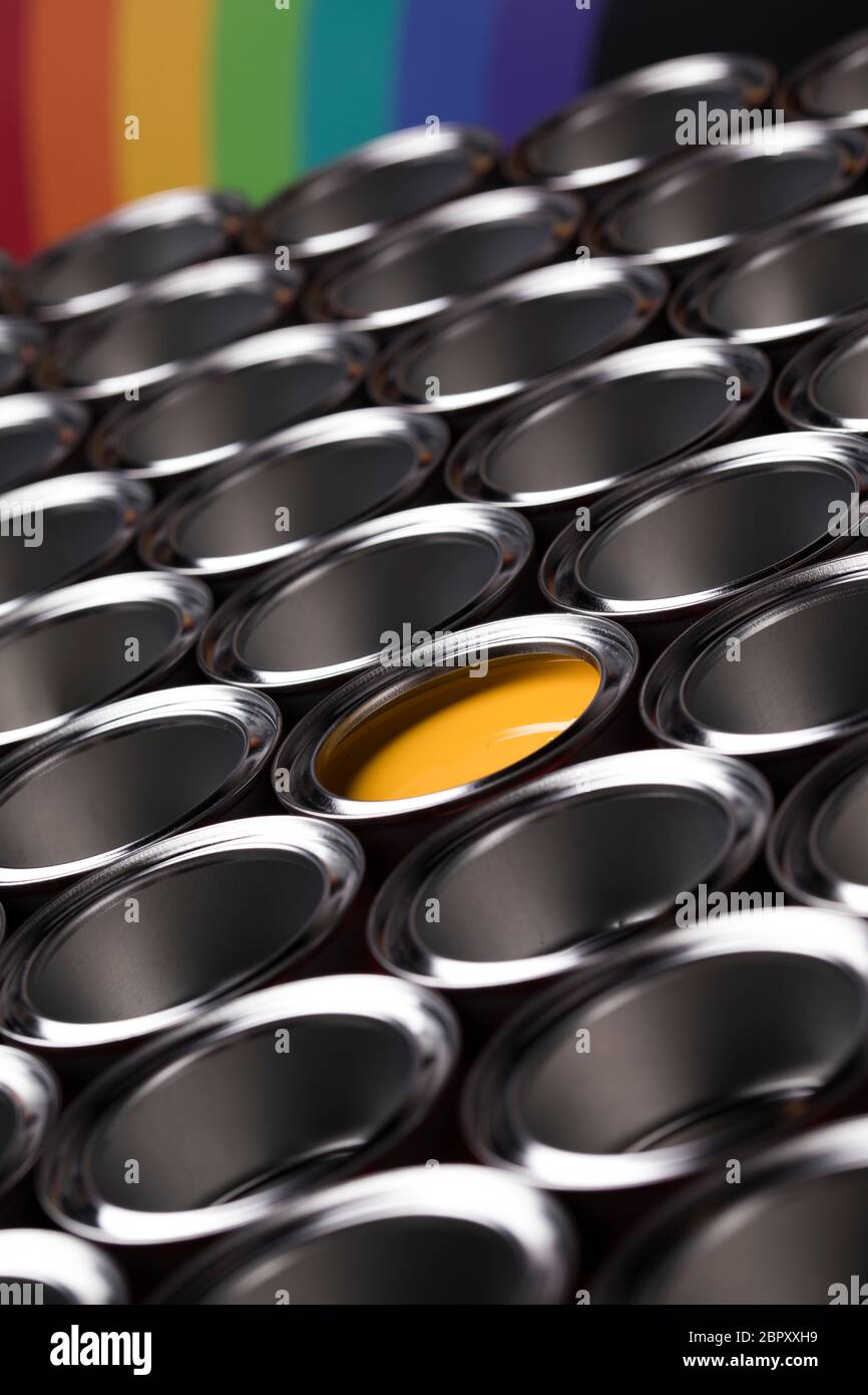 Open cans of paint, Creativity concept Stock Photo Alamy