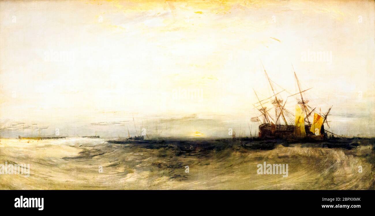 JMW Turner 1775-1851 A Ship Aground, Yarmouth: Sample Study c.1827-8 Oil on canvas Stock Photo