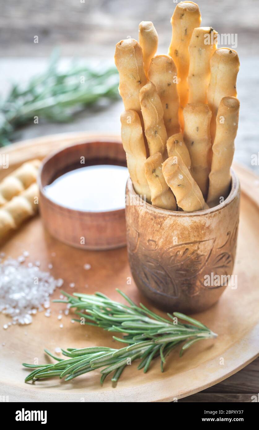 Rosemary breadsticks with ingredients Stock Photo Alamy