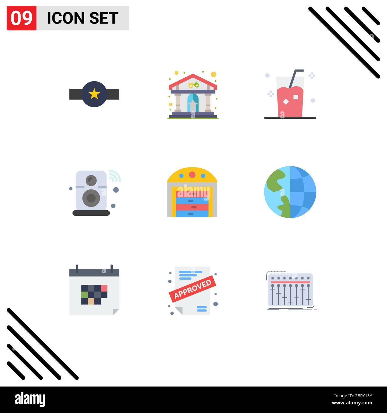 9 Creative Icons Modern Signs and Symbols of iot, internet, building, speaker, juice Editable Vector Design Elements Stock Vector