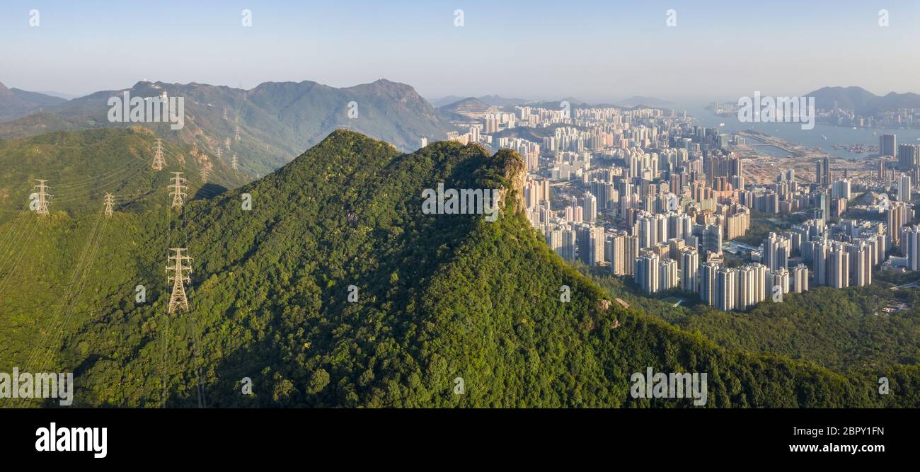 Lion rock mountain, panoramic shot Stock Photo