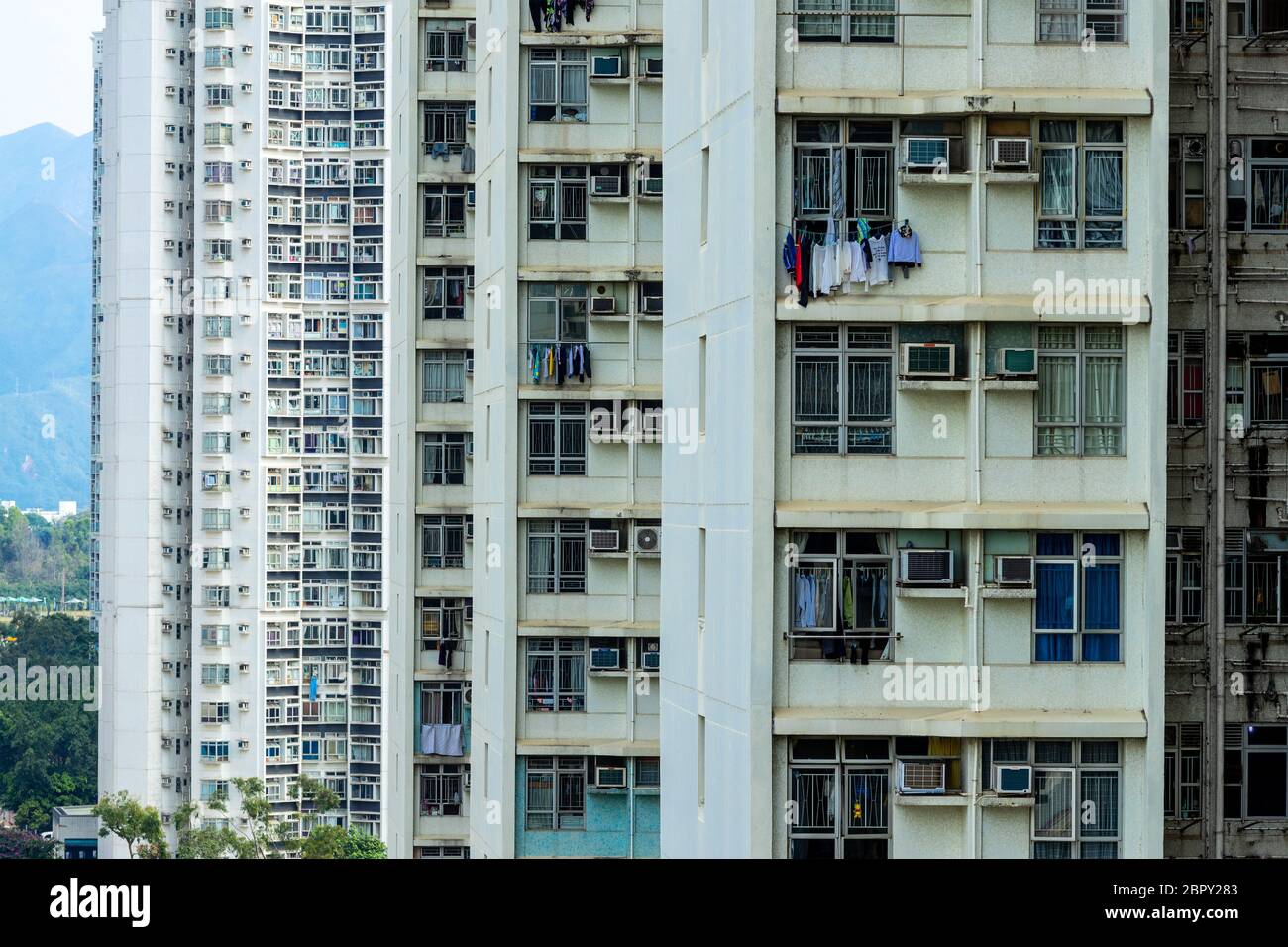 Hong Kong Real estate building facade Stock Photo Alamy