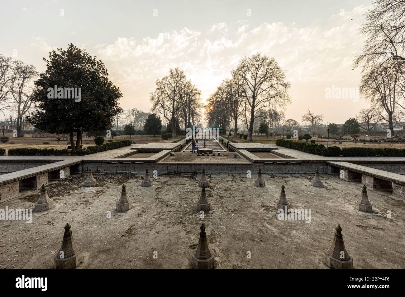 View of the famous Shalimar garden in the town of Srinagar in Kashmir Stock Photo