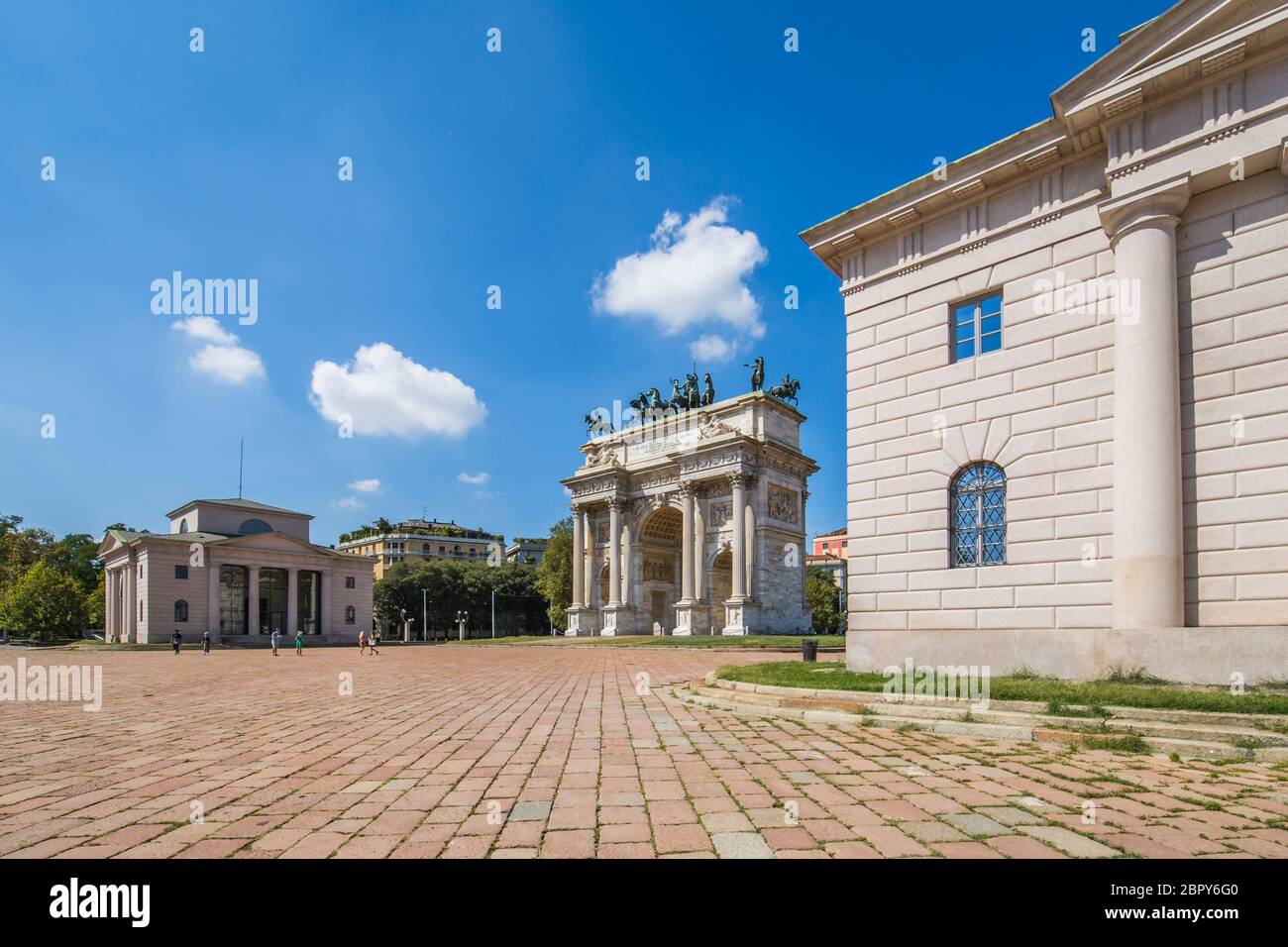 View of Arco della Pace (Arch of Peace), Milan, Lombardy, Italy, Europe Stock Photo