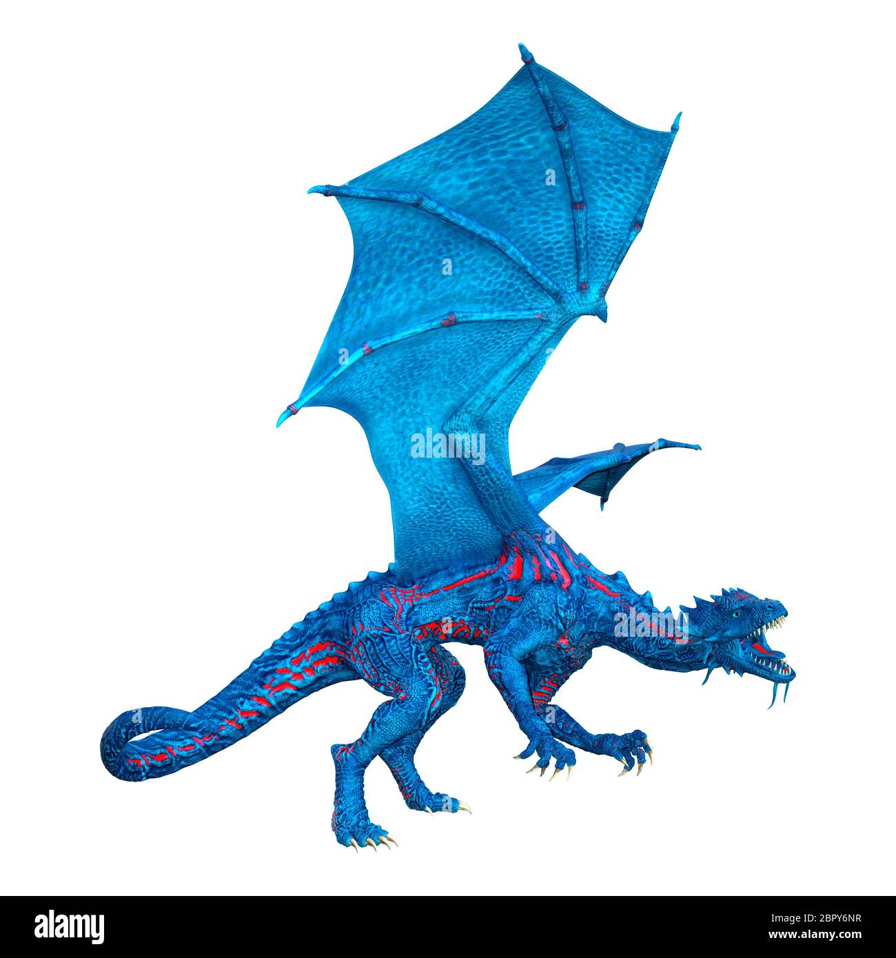 3D rendering of a blue fantasy dragon isolated on white background ...