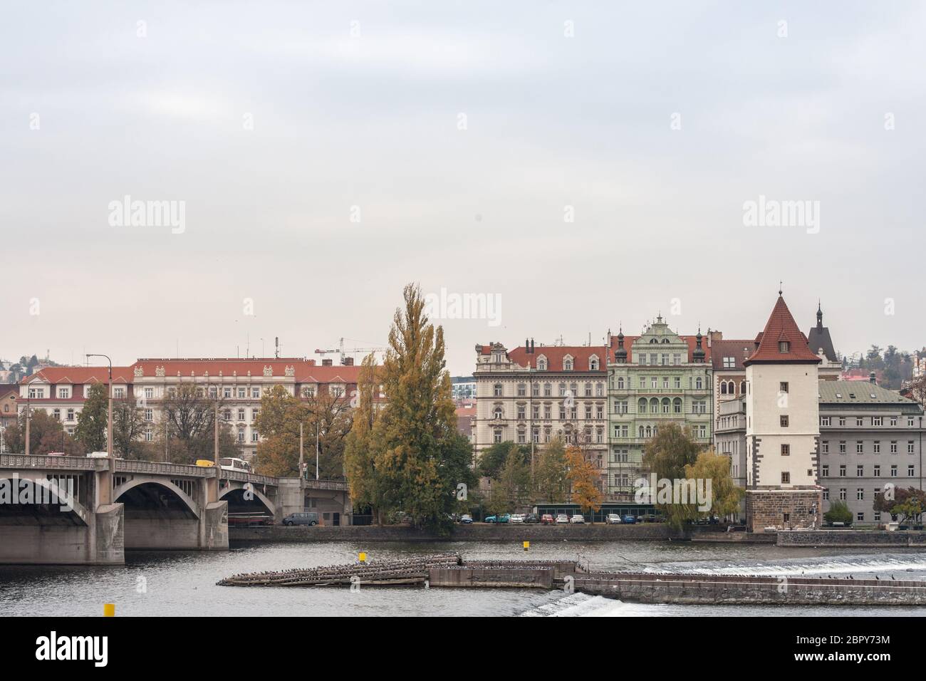 Jirasek bridge, also called Jiraskuv Most, in Prague, Czech Republic