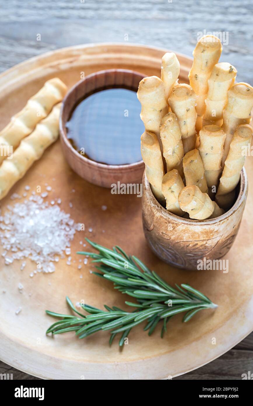 Rosemary breadsticks with ingredients Stock Photo Alamy