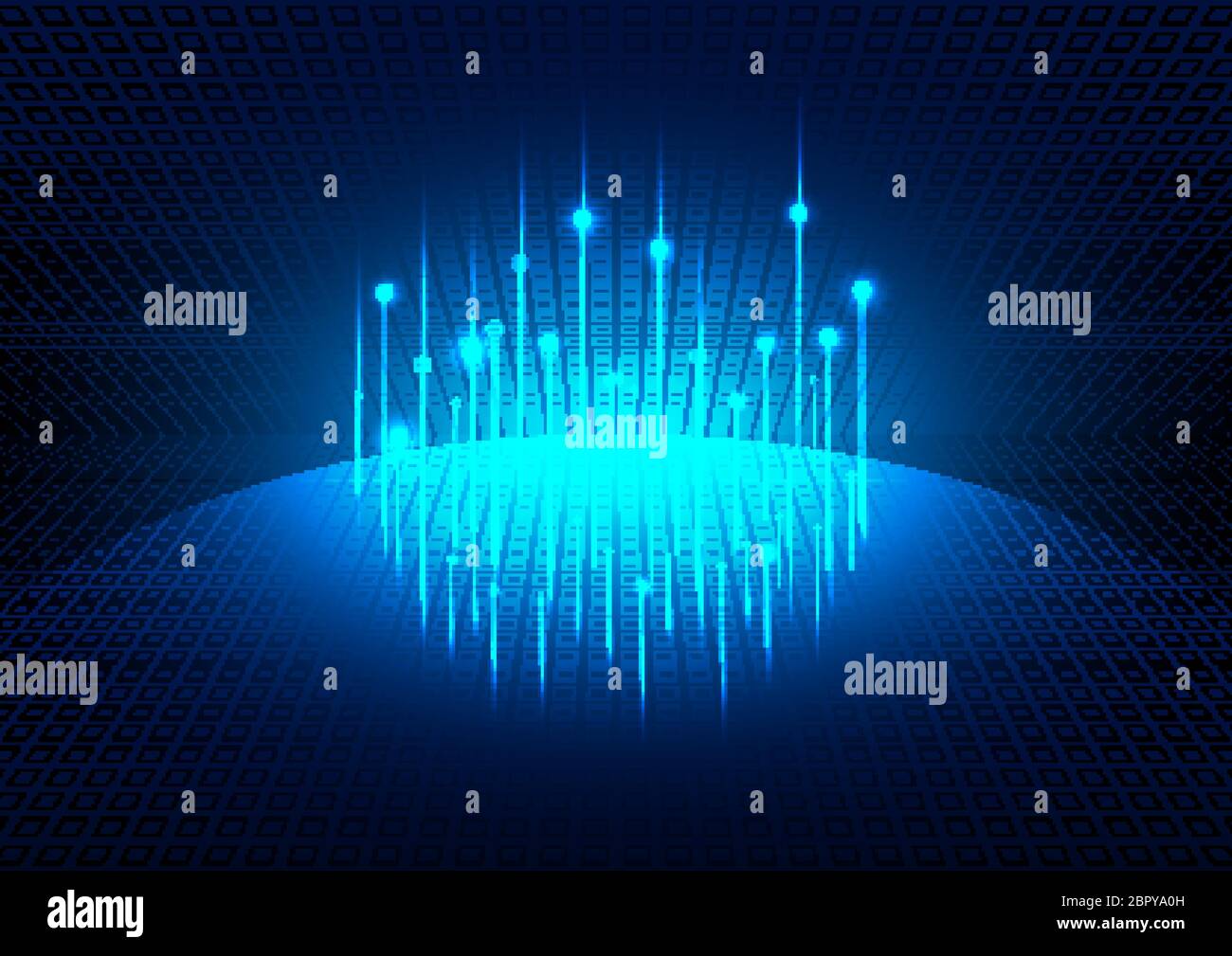 Blue glowing futuristic background with planet global social network ...