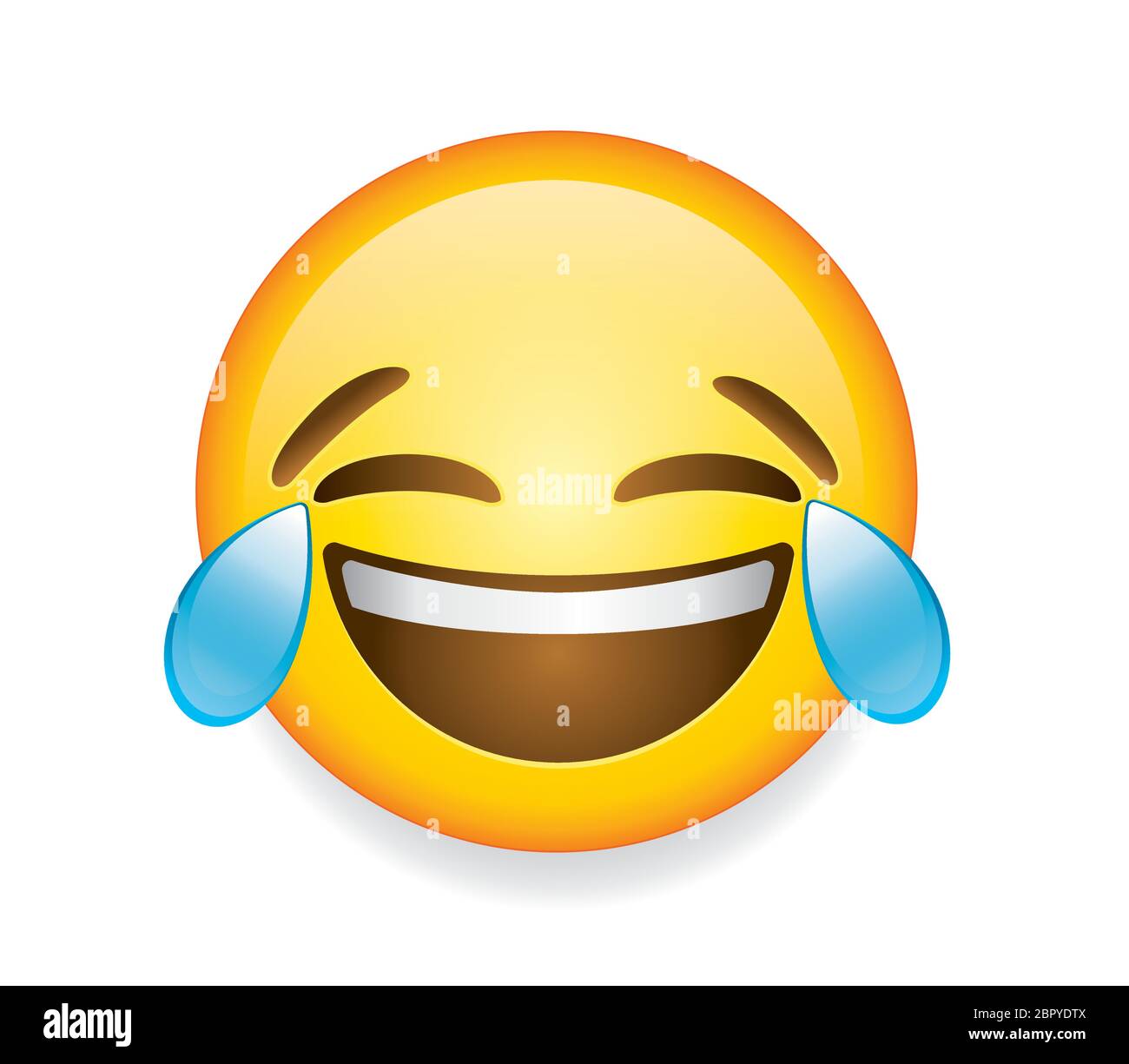 High quality emoticon on white background. Laughing emoji with tears and  closed eyes. Yellow face emoji laughing vector illustration Stock Vector  Image & Art - Alamy