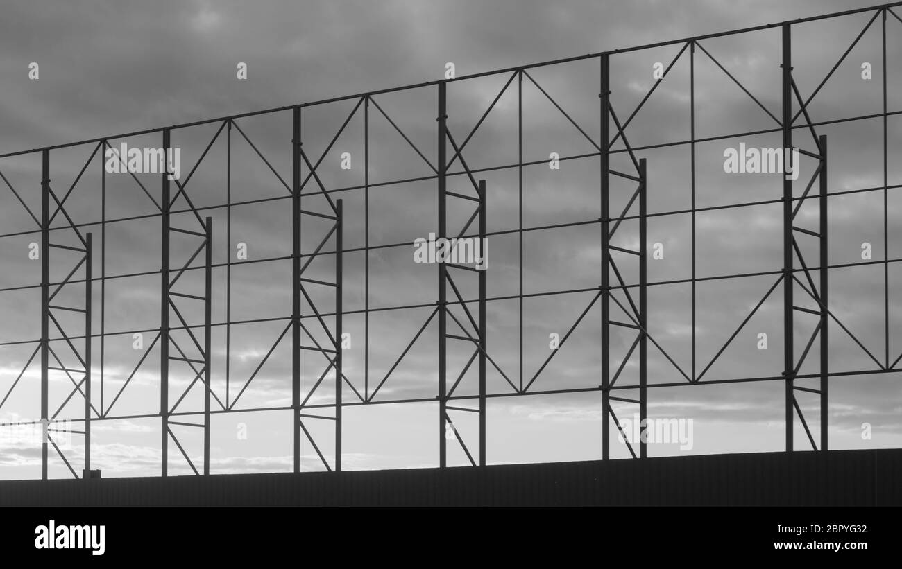 Industrial metal construction black and white background Stock Photo ...