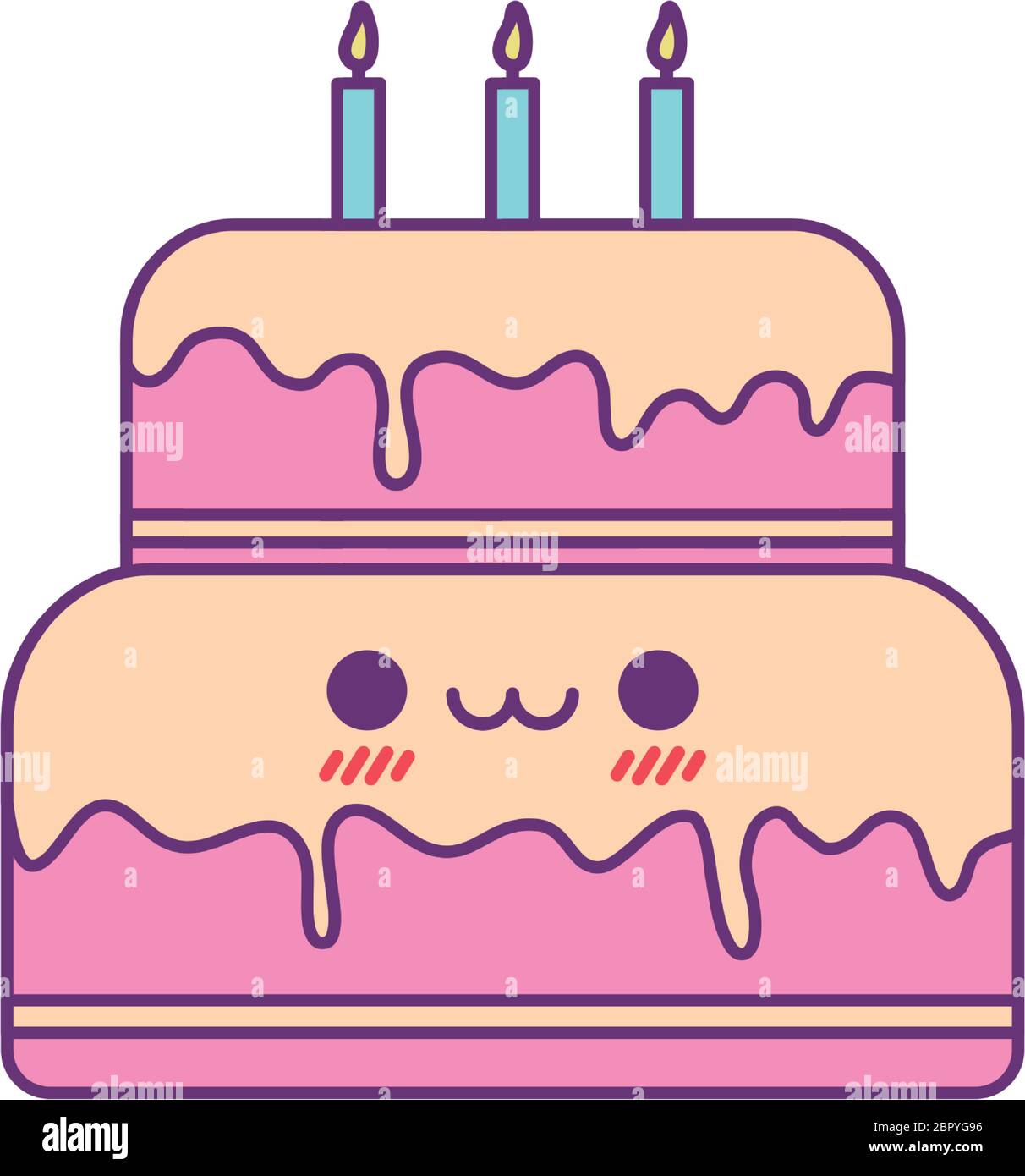 cake cartoon line and fill style icon design, Kawaii food cute expression  character funny and emoticon theme Vector illustration Stock Vector Image &  Art - Alamy