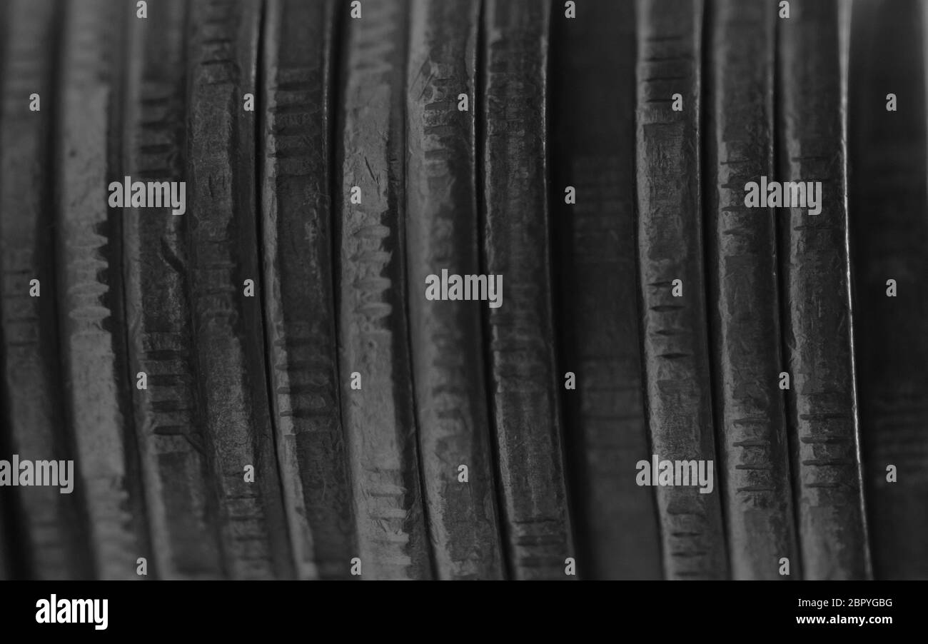 Stack of coins macro black and white Stock Photo - Alamy