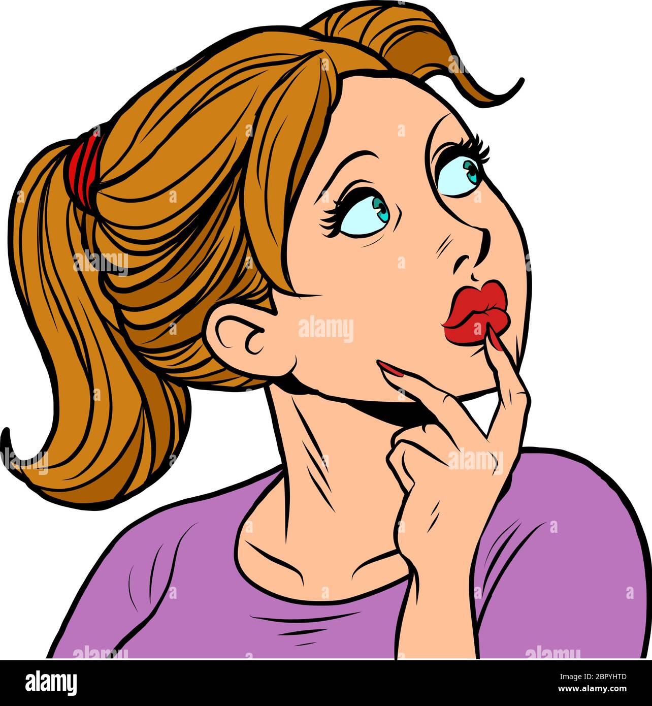 Young Girl Looking Sideways Stock Vector Images Alamy
