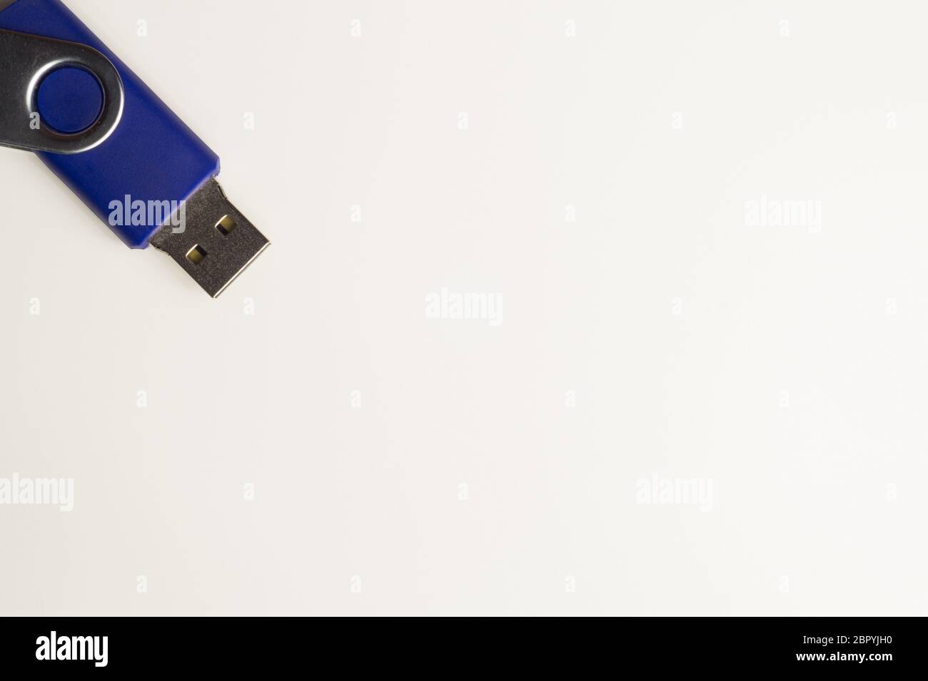 Memory stick isolated on white background. usb flash drive macro. copy space Stock Photo