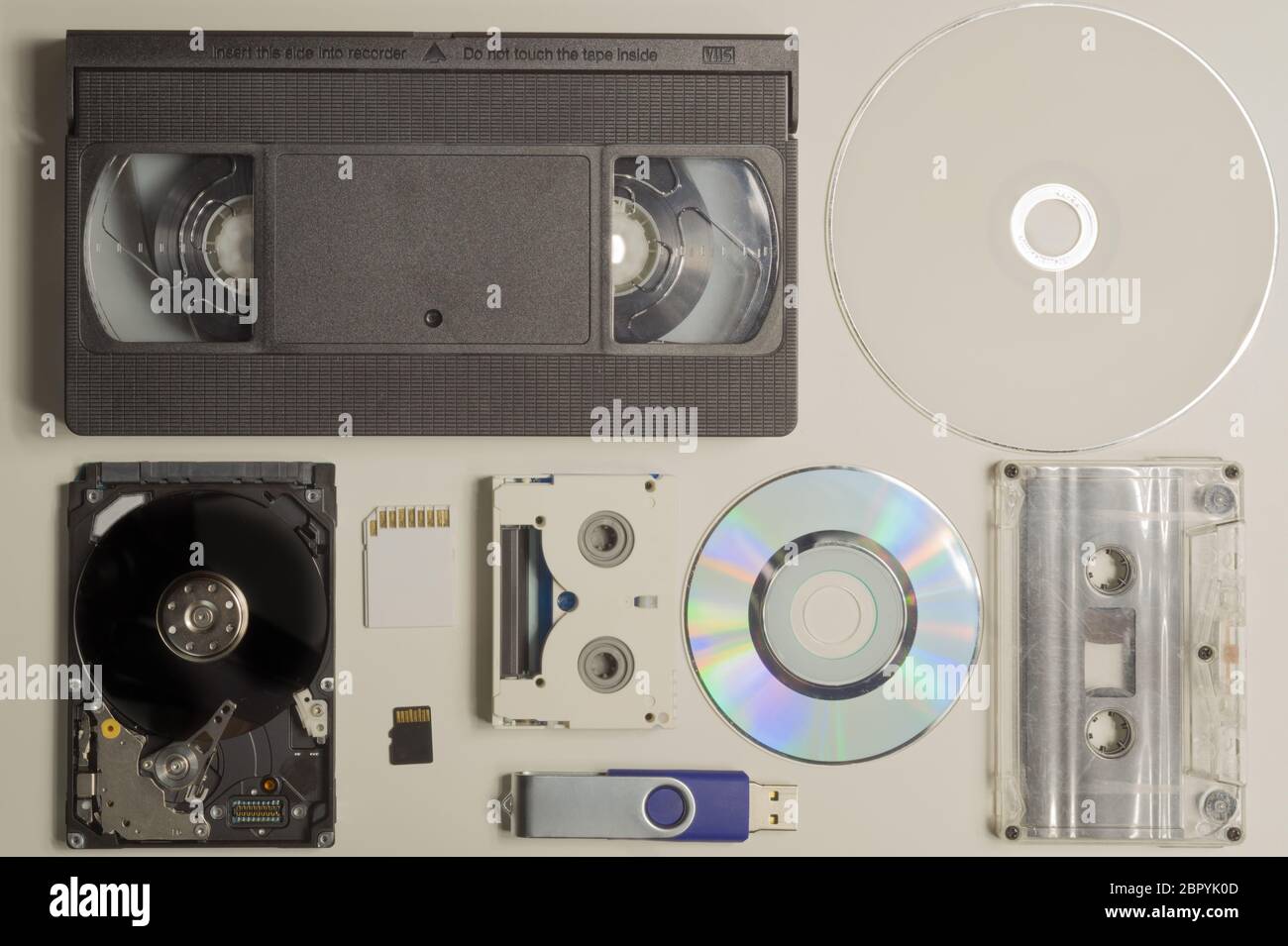 Various media types. compact disc. memory card. video and audio ...
