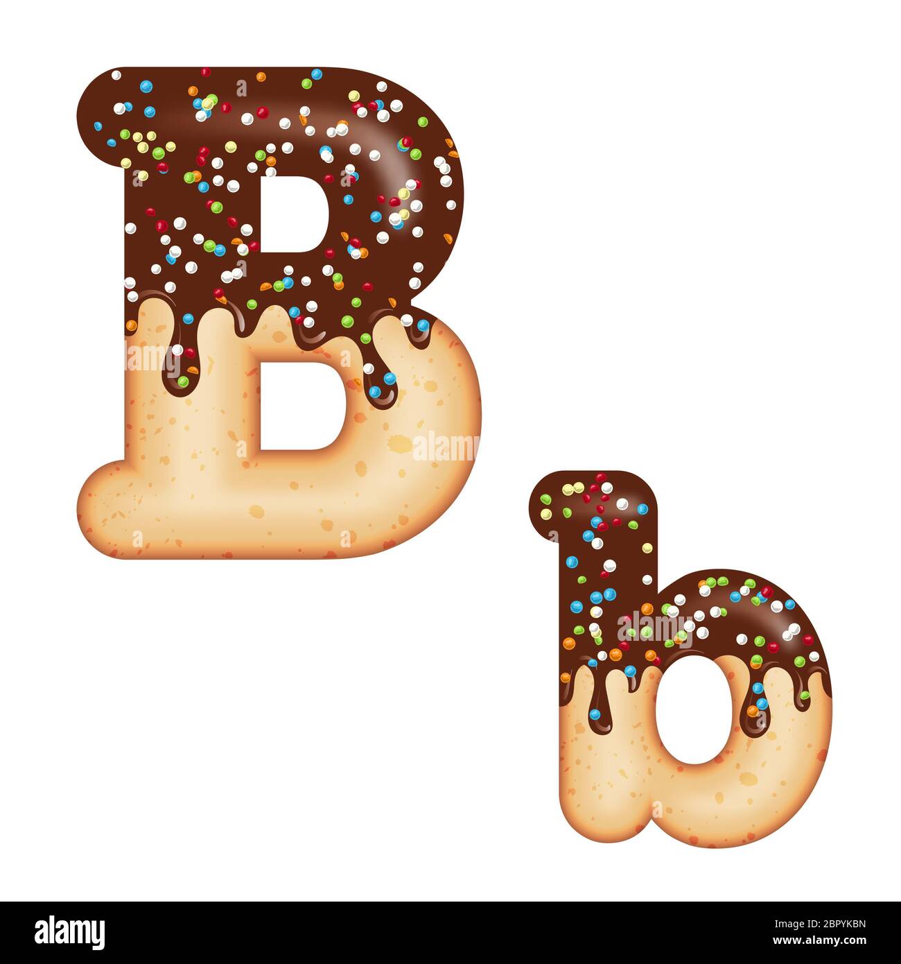 Tempting typography. Font design. Icing letter. Sweet 3D donut letter B