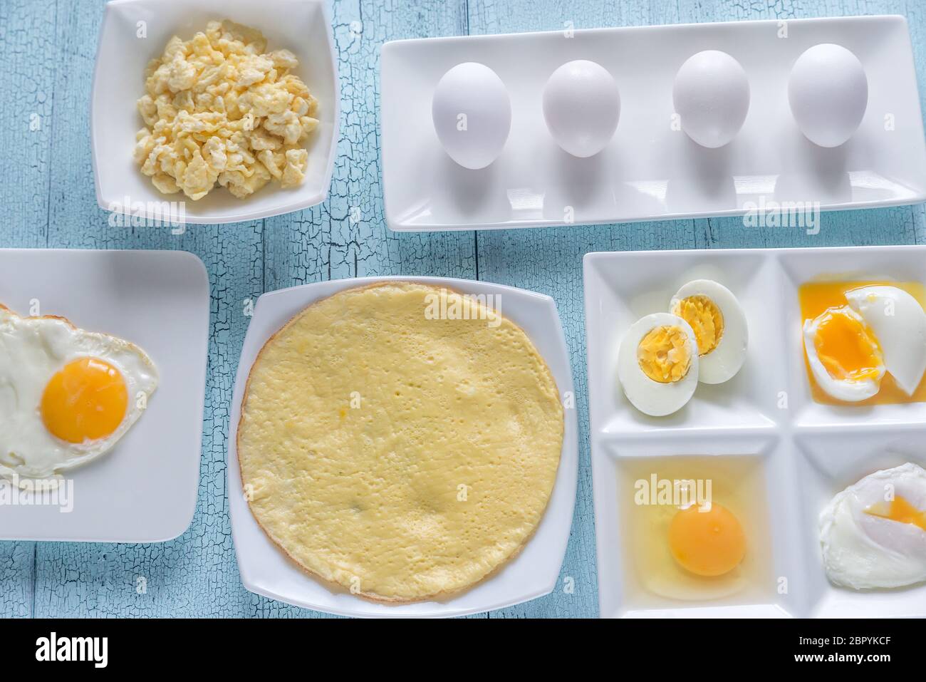 Variety of egg dishes Stock Photo