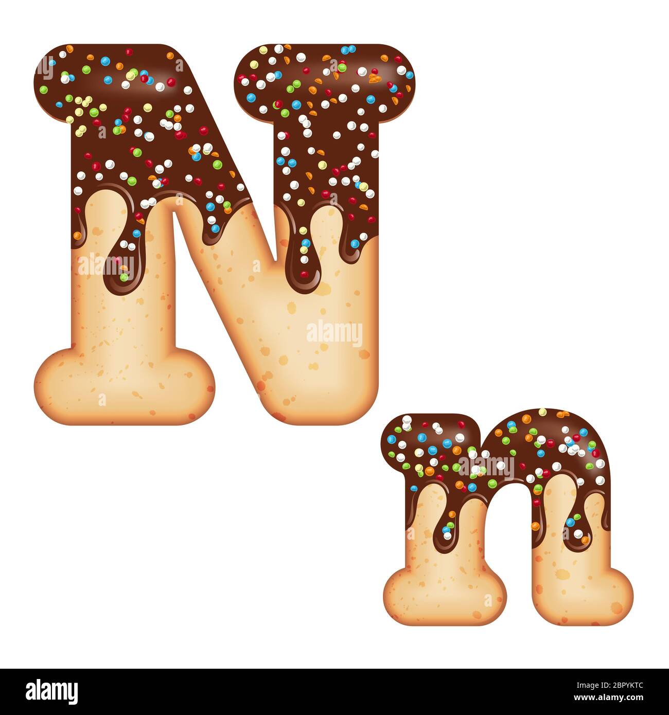 Tempting typography. Font design. Icing letter. Sweet 3D donut letter N