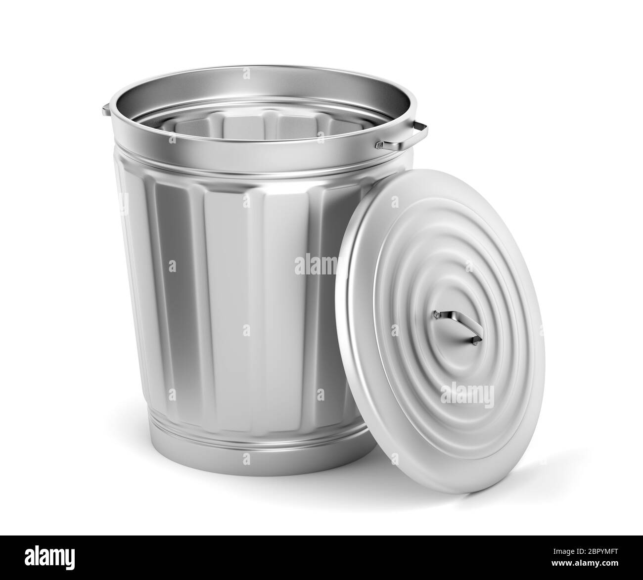 Empty metal bin with lid on white background Stock Photo Alamy