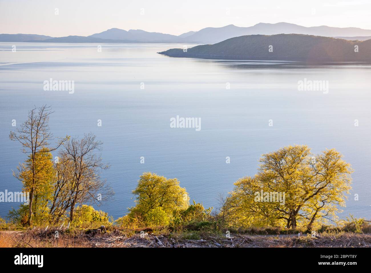 The Isle of Mull from the Forest Trials on Ben Lora, Argyll Stock Photo