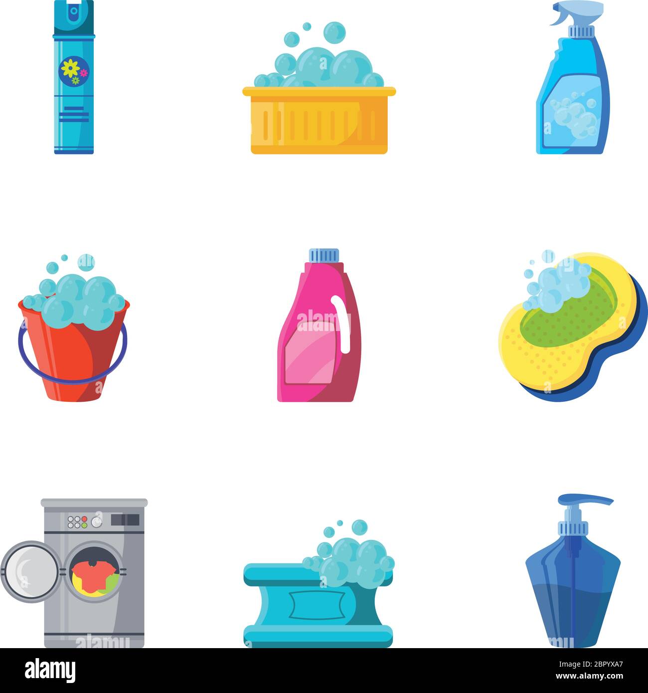 set of icons cleaning on white background vector illustration design ...
