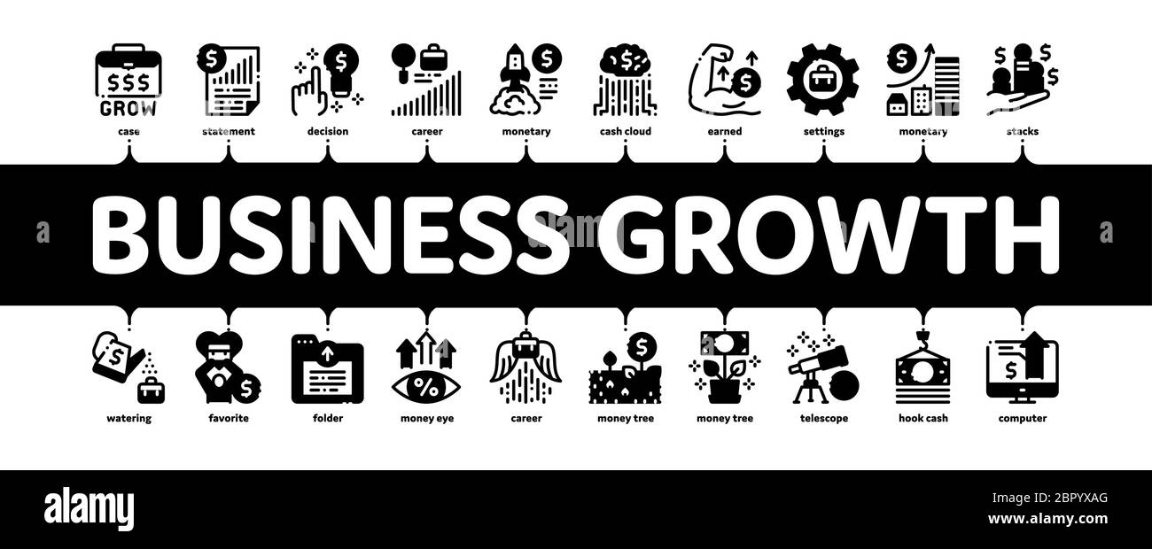 Business Growth And Management Minimal Infographic Banner Vector Stock ...
