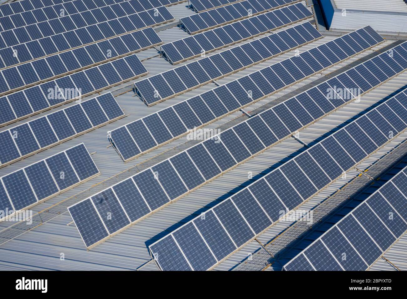 Aerial view of solar panel Stock Photo - Alamy