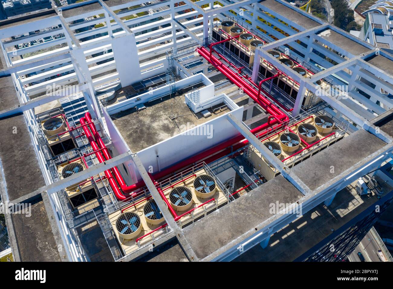 Air conditioner outdoor unit on roof top Stock Photo Alamy